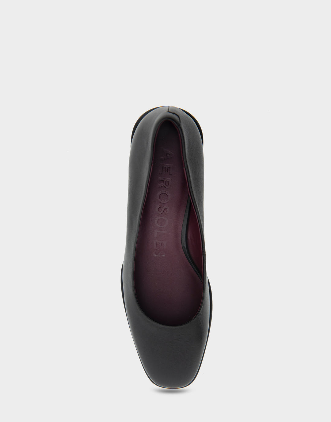Comfortable Women's Mid Heel Pump in Black Genuine Leather Full Front View