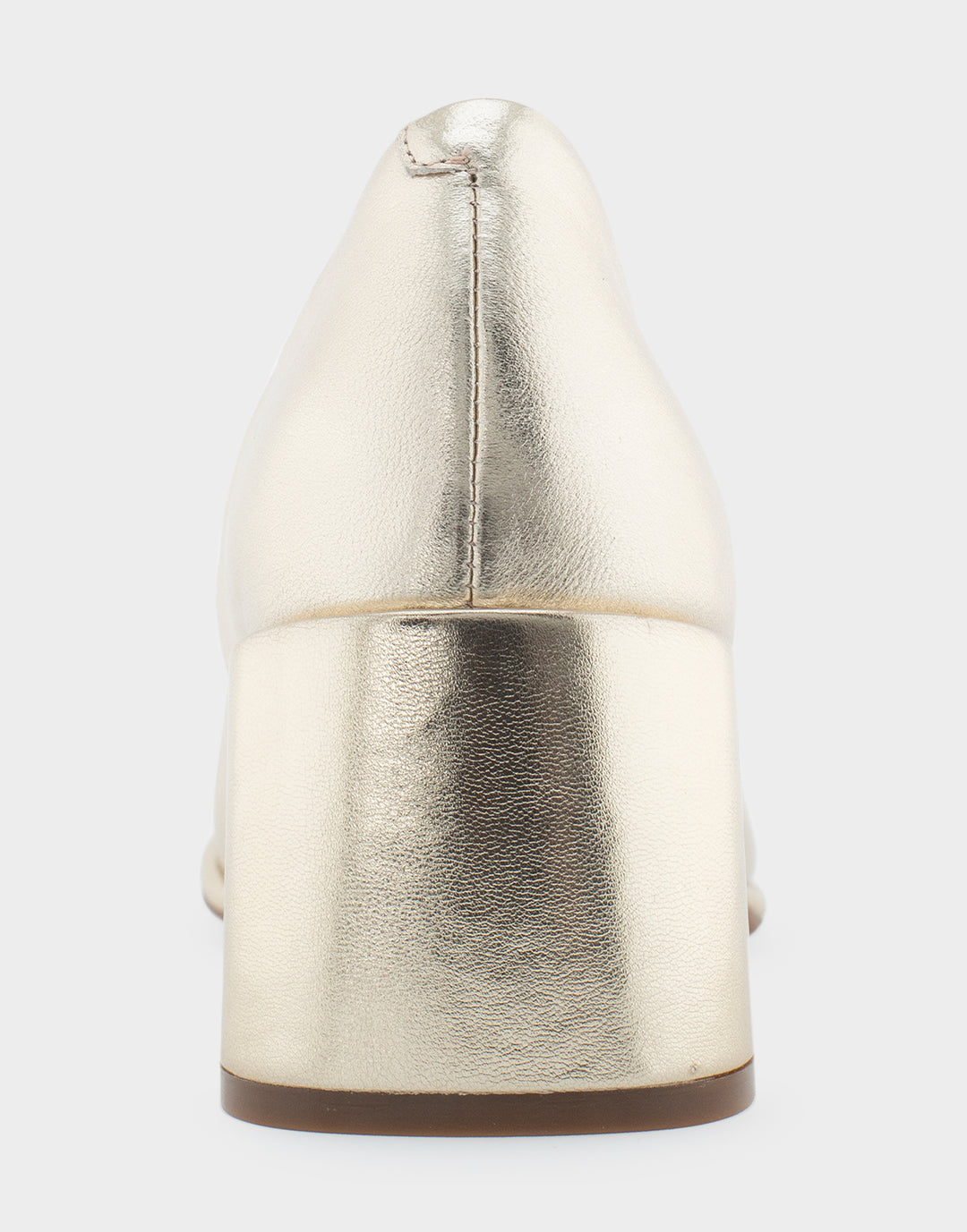Comfortable Women's Mid Heel Pump in Gold Genuine Leather Back View