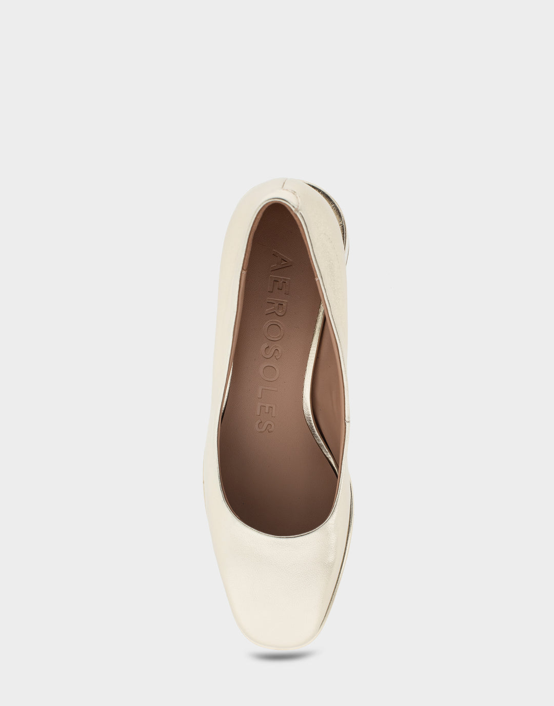Comfortable Women's Mid Heel Pump in Gold Genuine Leather Full Front View