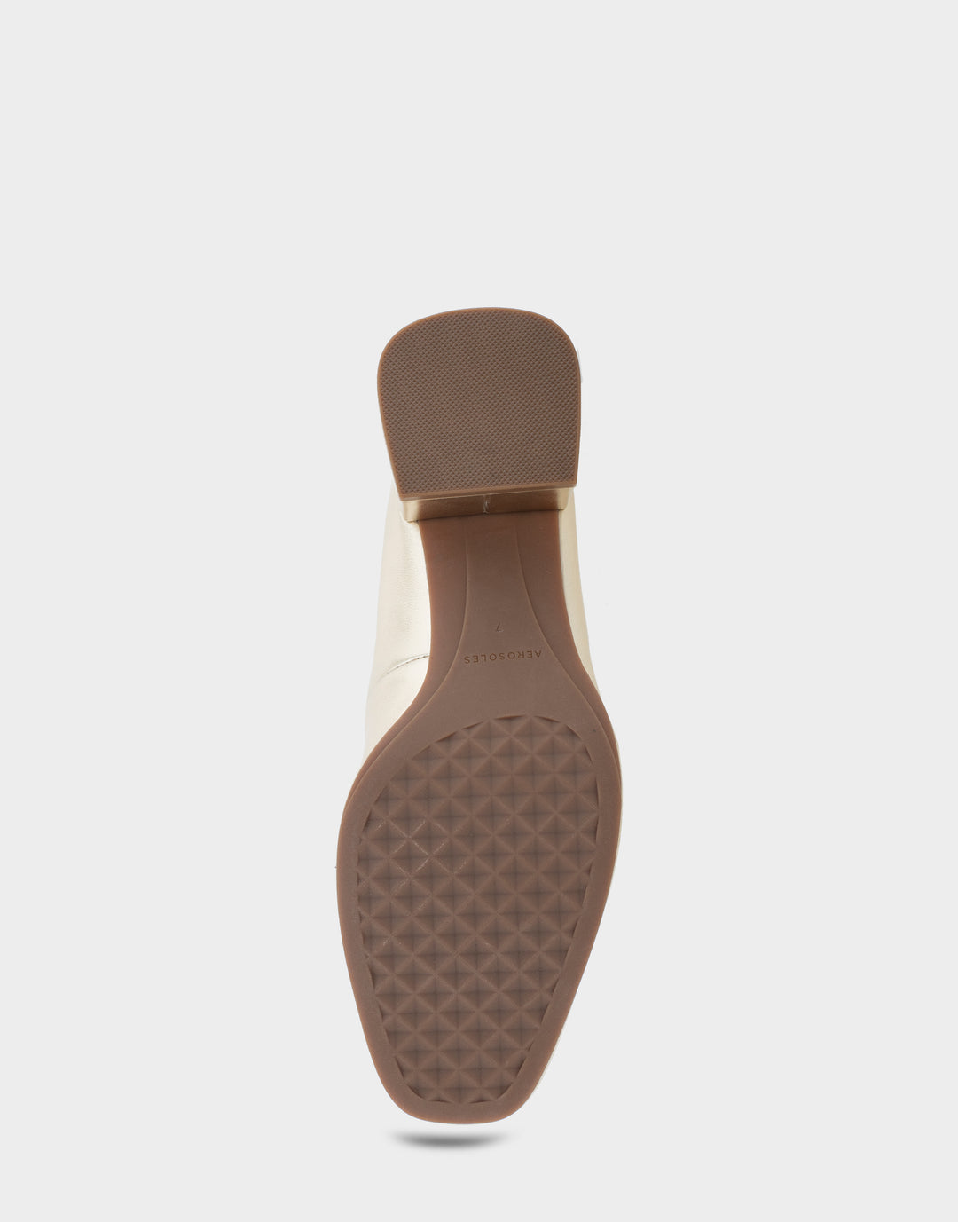 Comfortable Women's Mid Heel Pump in Gold Genuine Leather Bottom View