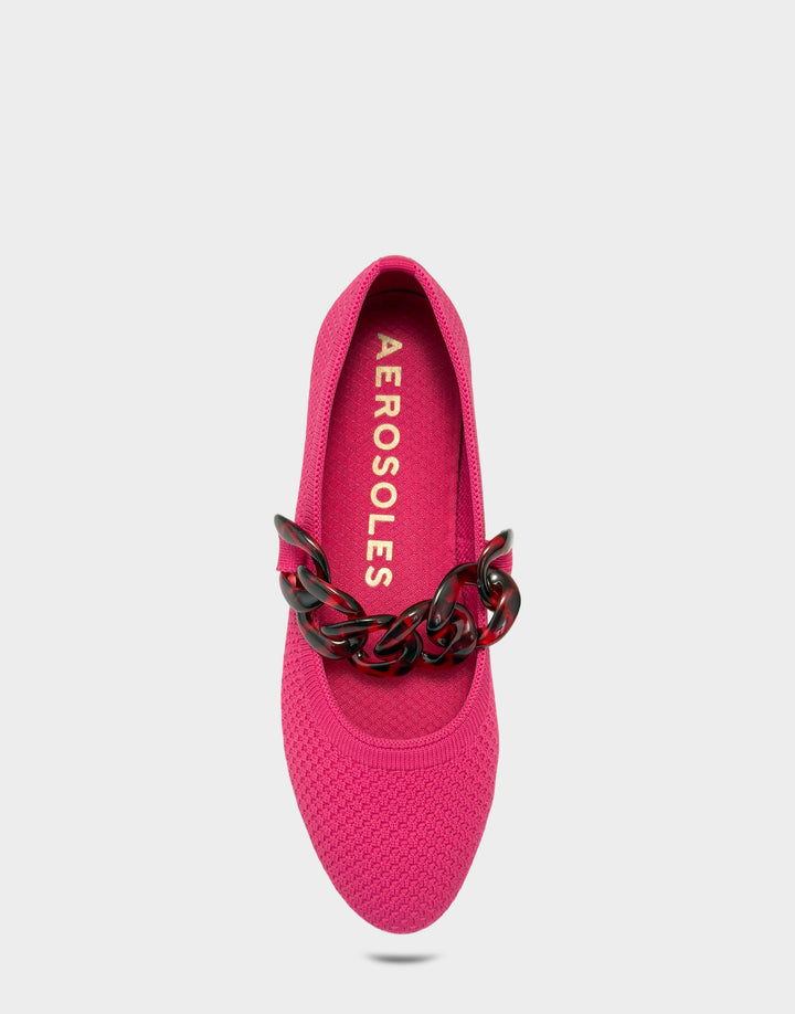 Comfortable Women's Knit Flat in Magenta Knit Full Front View