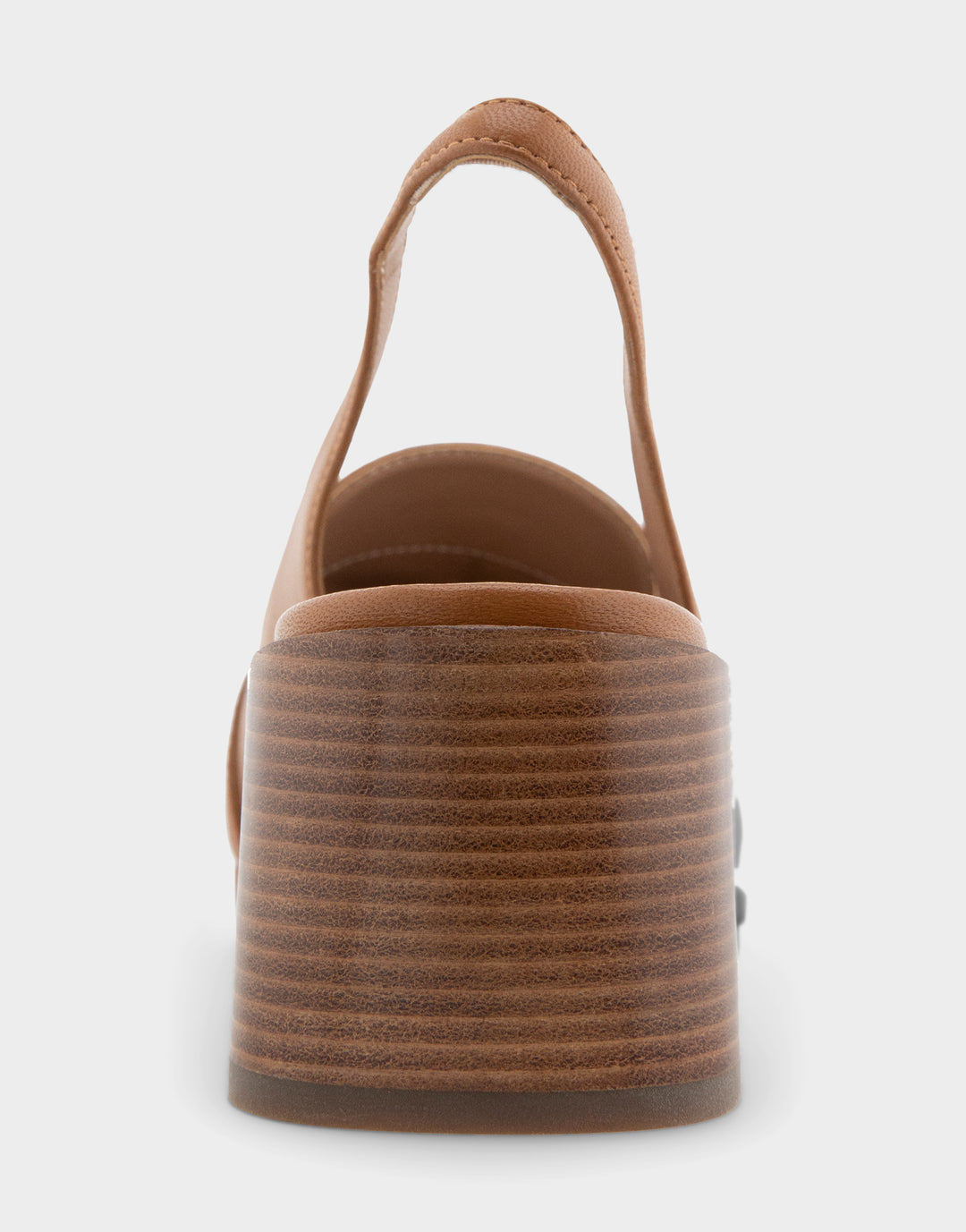 Comfortable Women's Ornamented Block Heel Slingback in Tan Leather Back View