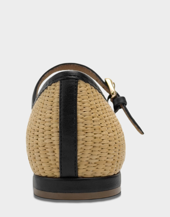 Comfortable Women's Flat In Natural Basket Raffia Back View
