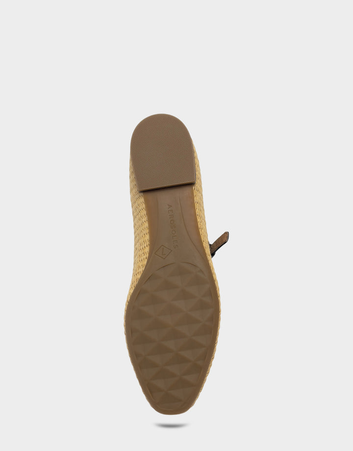 Comfortable Women's Flat In Natural Basket Raffia Bottom View
