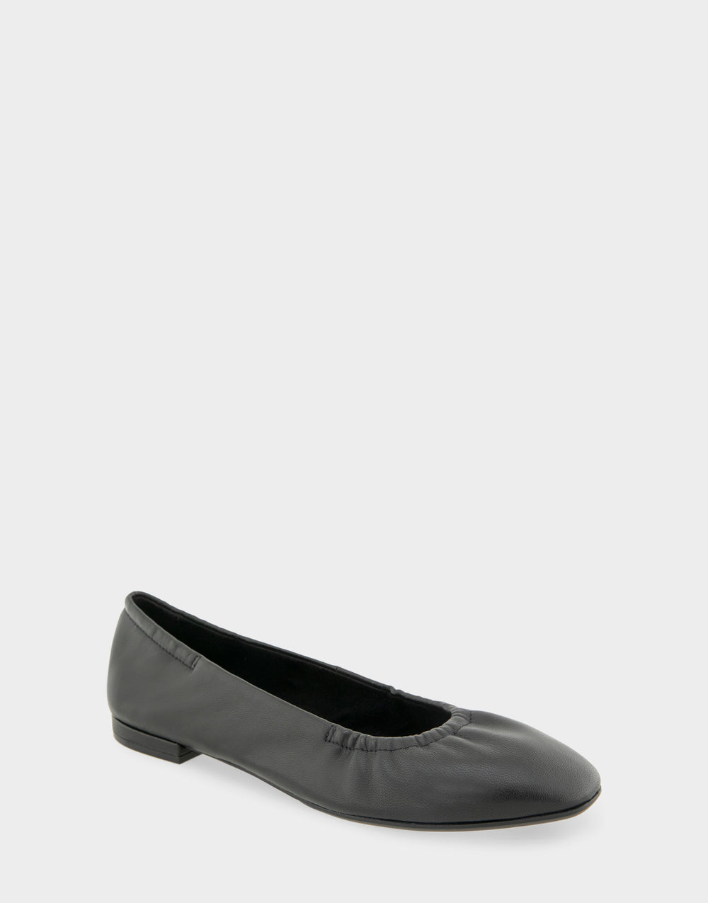 Comfortable Women's Ballet Flat In Black Leather Side Angle View