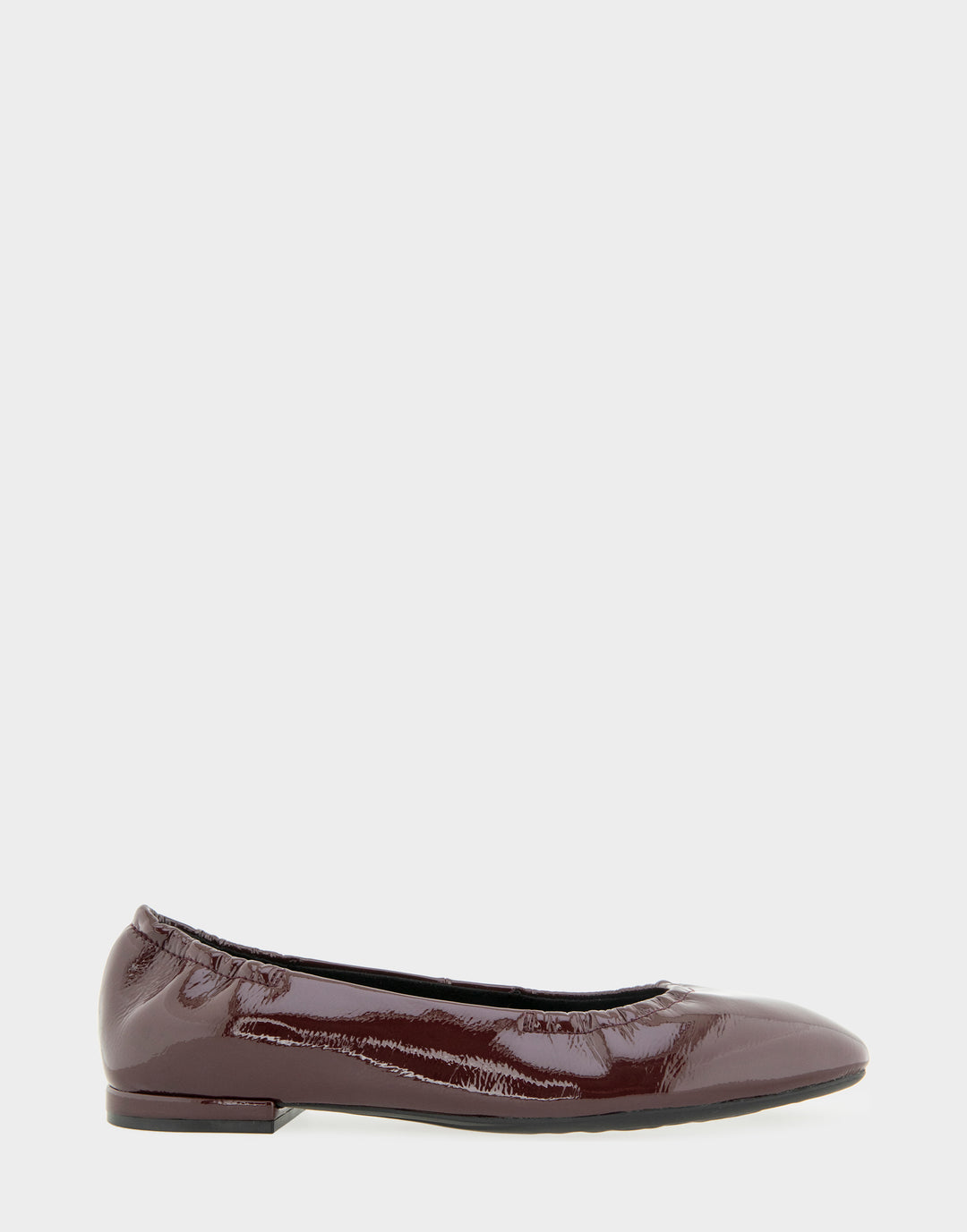 Comfortable Women's Ballet Flat In Burgundy Patent Faux Leather Side View