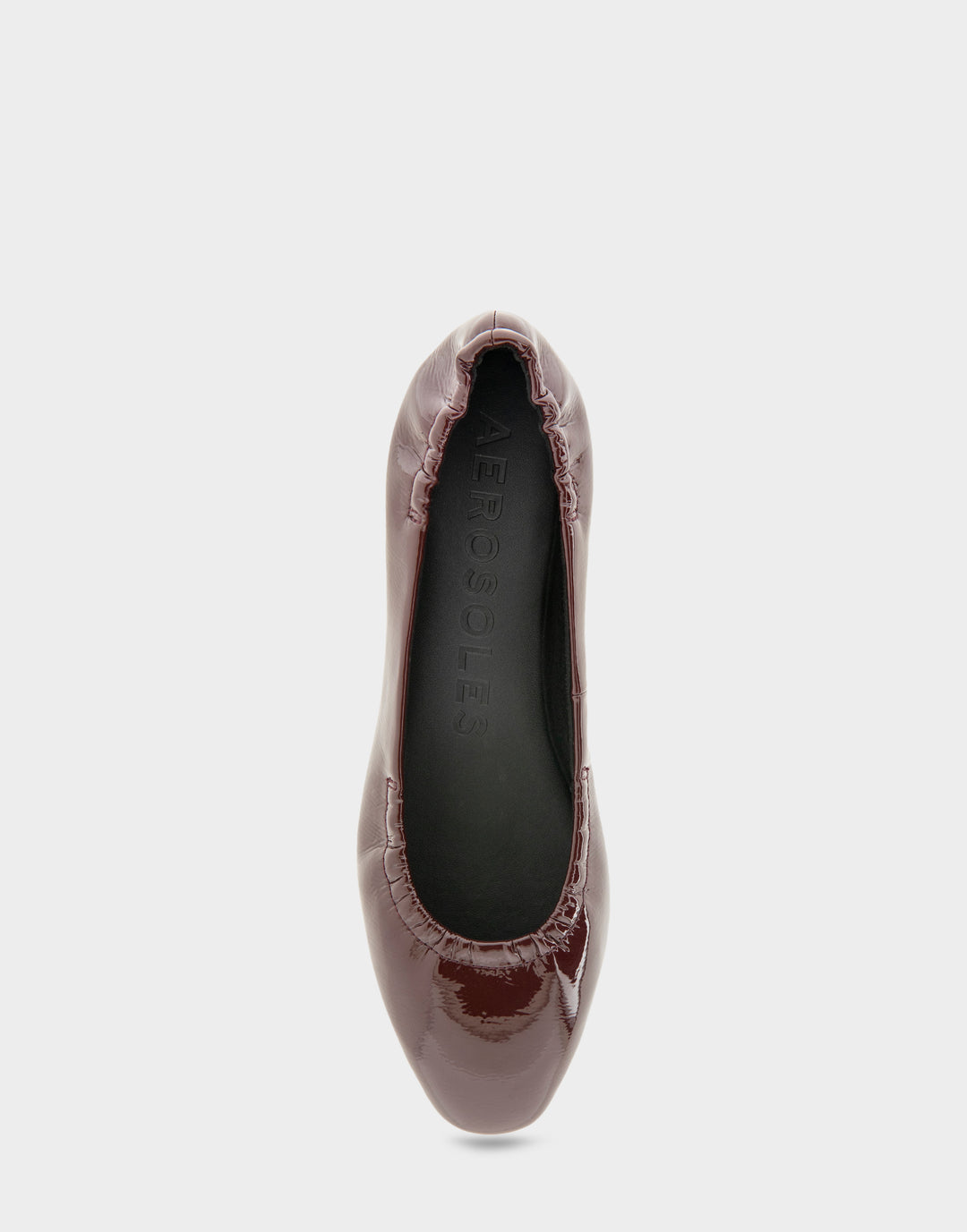 Comfortable Women's Ballet Flat In Burgundy Patent Faux Leather Full Front View