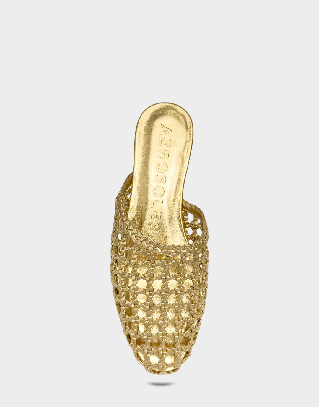 Comfortable Women's Dress Flat in Metallic Faux Open Woven Full Front View