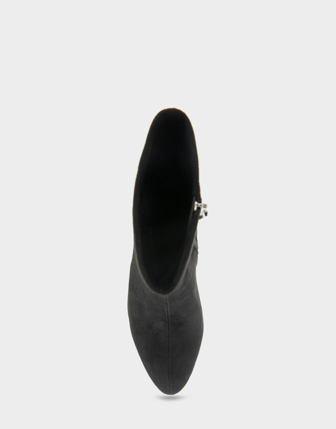 Comfortable Women's Mid Block Heel Bootie In Black Faux Suede Full Front View