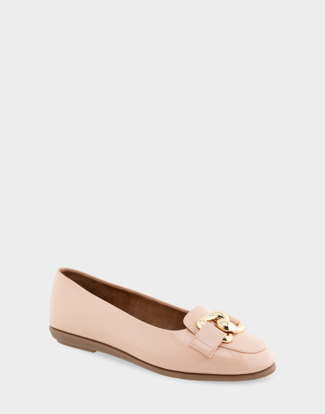 Women's Ballet Flats in Cipria Patent Faux Leather Side Angle View
