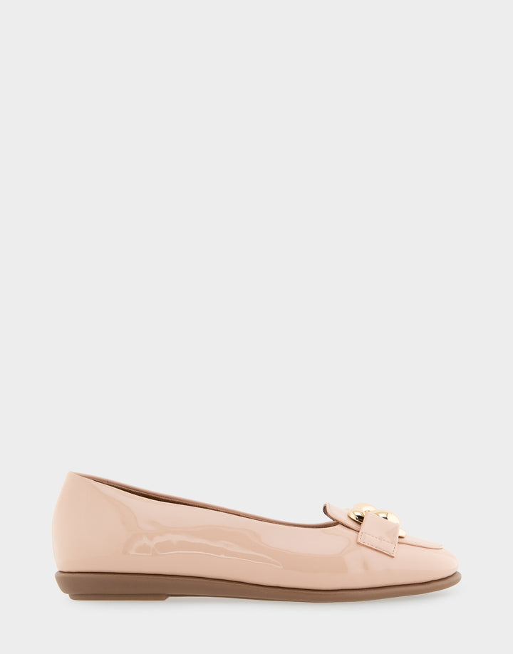 Women's Ballet Flats in Cipria Patent Faux Leather Side View