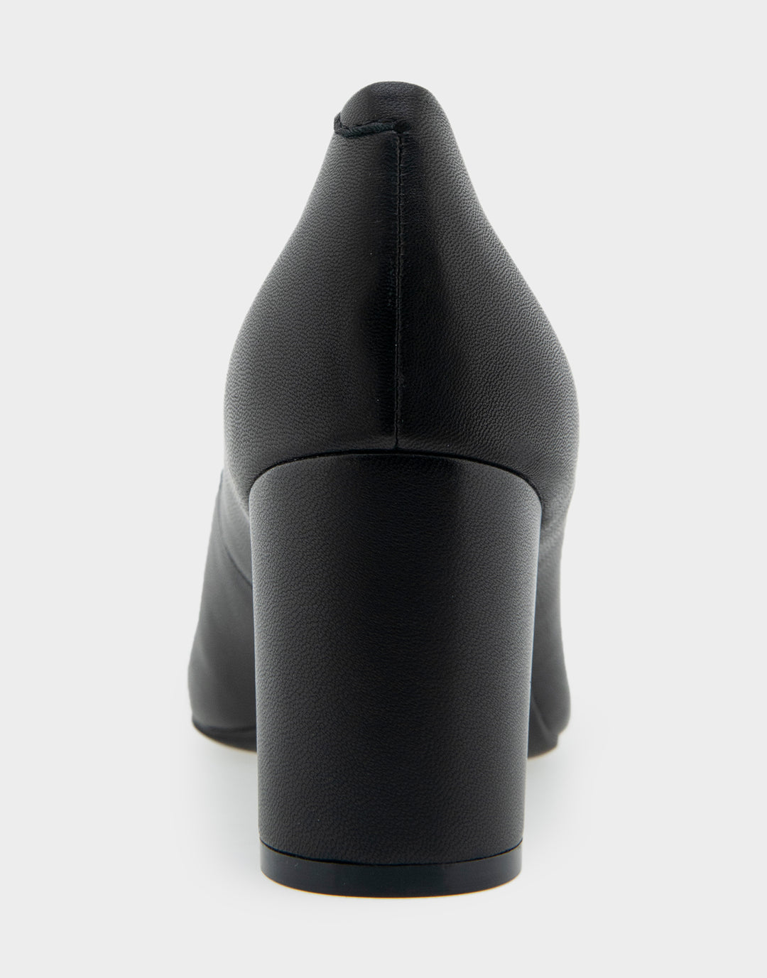 Comfortable Women's Mid Heel Pump in Genuine Black Leather Back View