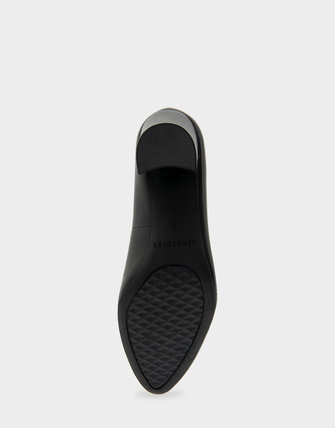 Comfortable Women's Mid Heel Pump in Genuine Black Leather Bottom View