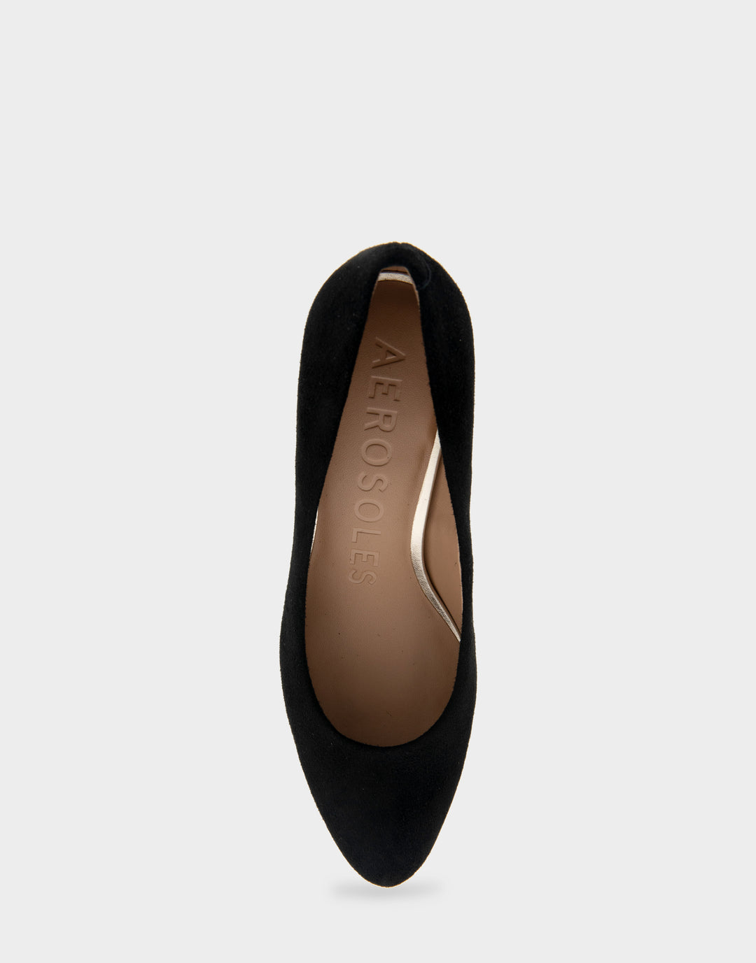 Comfortable Women's Mid Heel Pump in Genuine Black Suede Full Front View