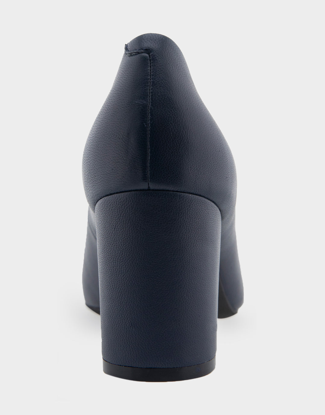 Comfortable Women's Mid Heel Pump in Navy Genuine Leather Back View