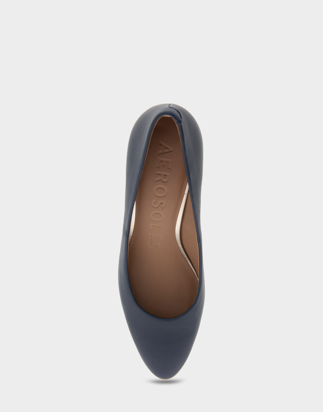 Comfortable Women's Mid Heel Pump in Navy Genuine Leather Full Front View