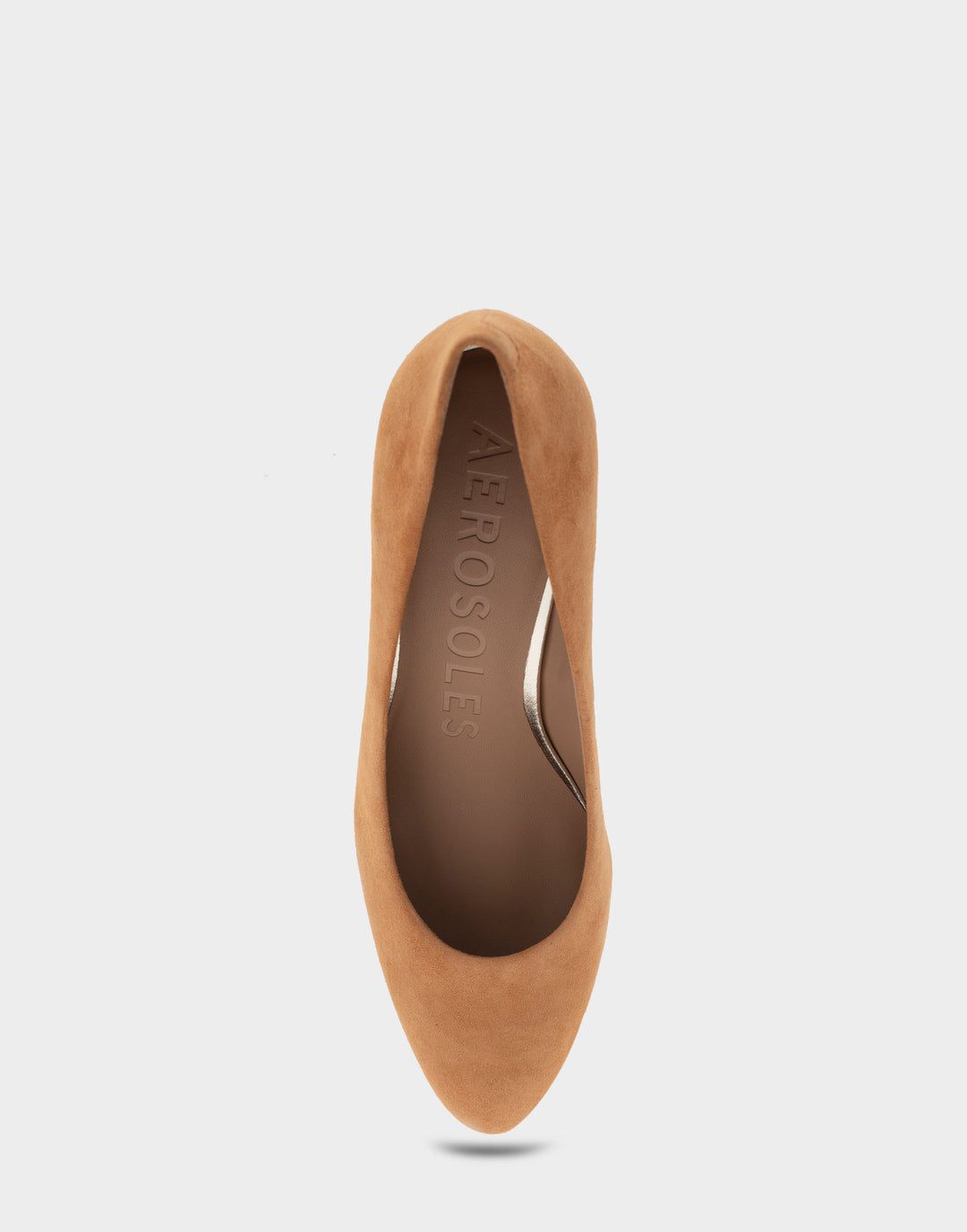 Comfortable Women's Mid Heel Pump in Tan Genuine Suede Full Front View