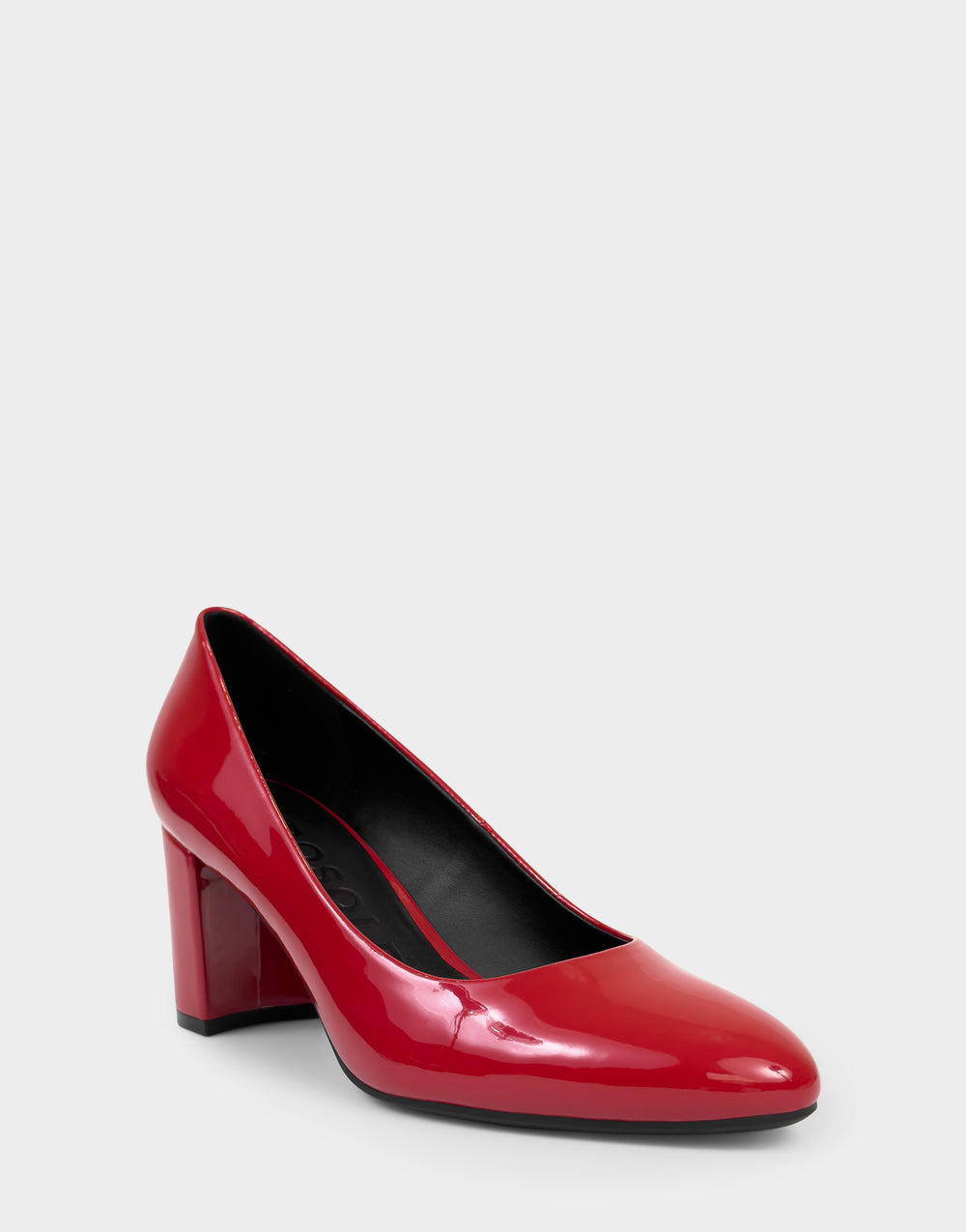 Comfortable Women's Pump In Red Patent Faux Leather Side Angle View