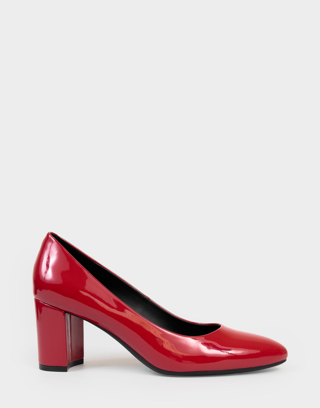 Comfortable Women's Pump In Red Patent Faux Leather Side View