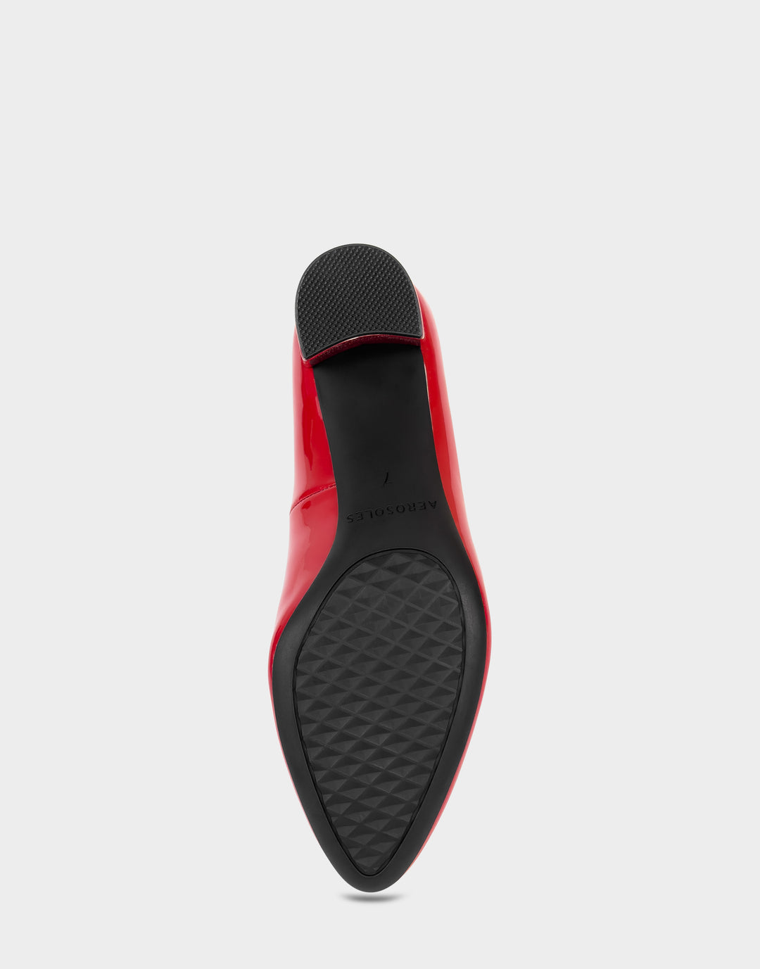 Comfortable Women's Pump In Red Patent Faux Leather Bottom View