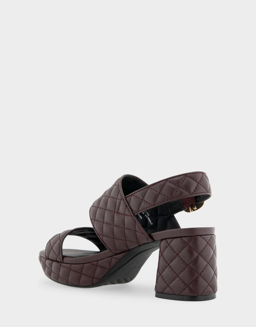 Comfortable Women's Platform Sandal in Deep Aubergine Quilted Leather Leather Rear Angle View 

