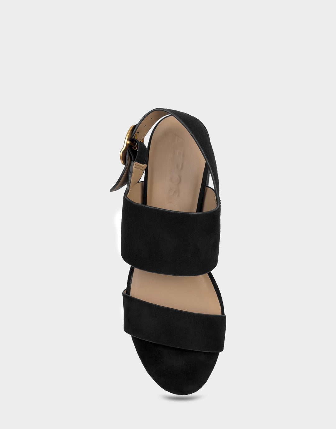 Comfortable Women's Sandal in Black Faux Suede Top View 
