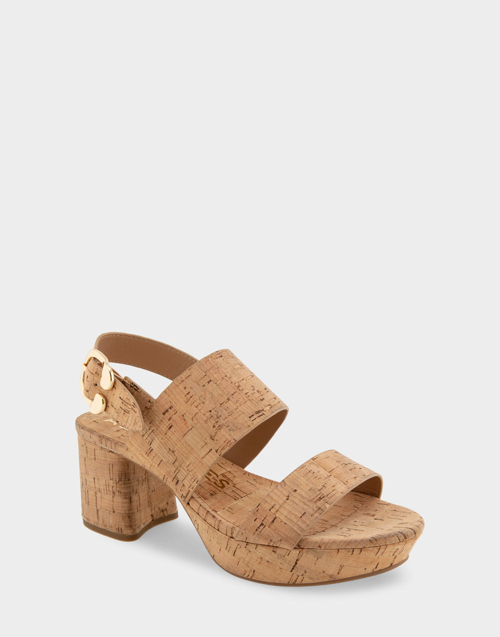 Comfortable Women's Platform Sandals in Natural Cork Side Angle View
