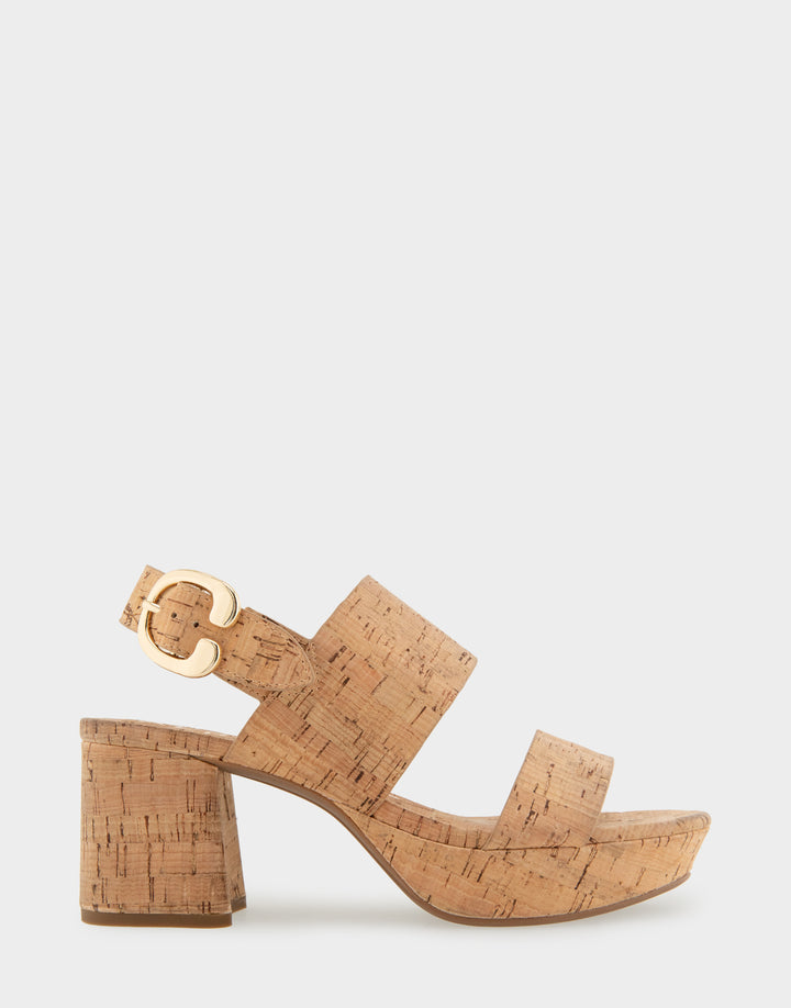 Comfortable Women's Platform Sandals in Natural Cork Side View