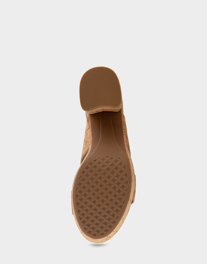 Comfortable Women's Platform Sandals in Natural Cork Bottom View