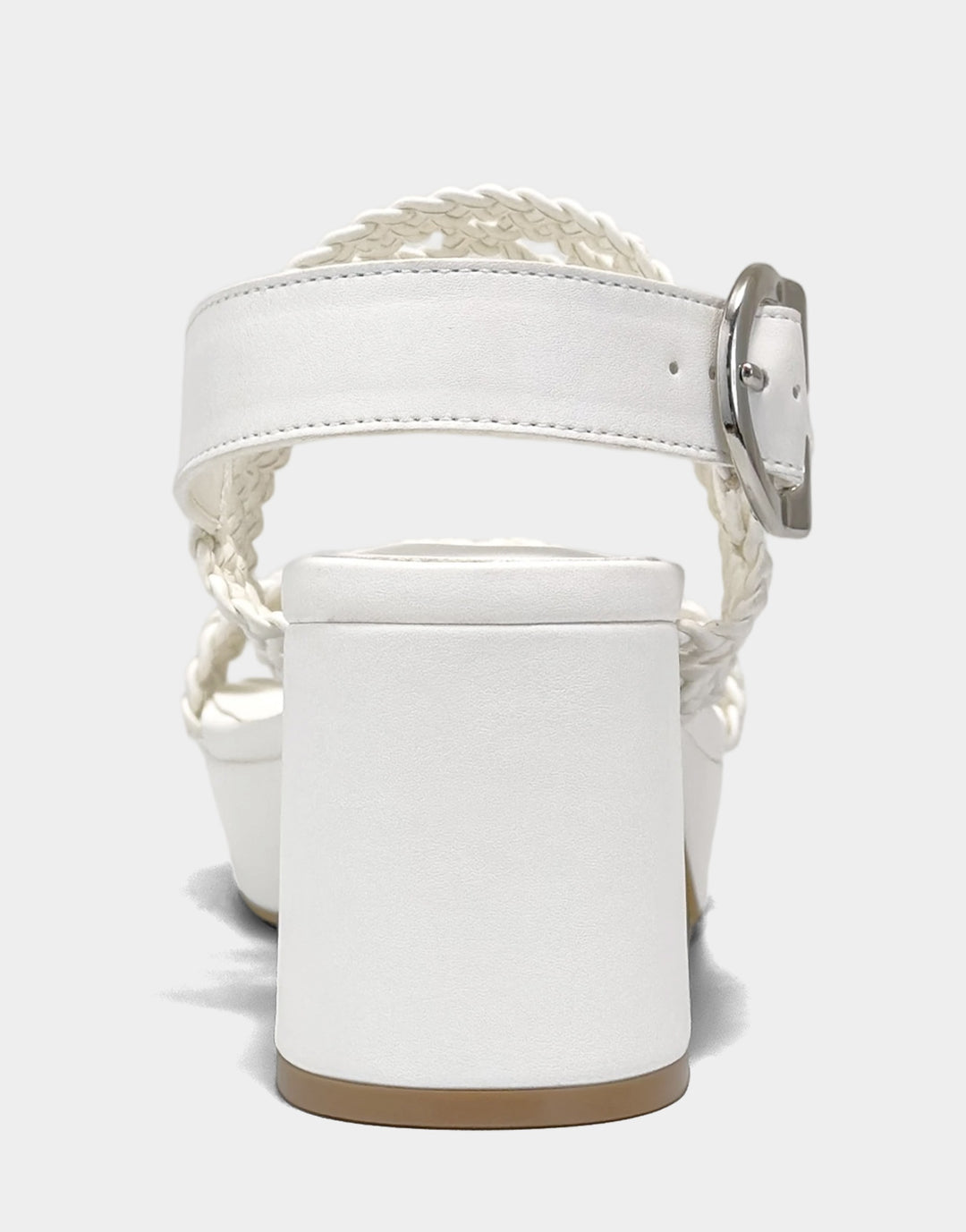 Comfortable Women's Platform Sandal in White Woven Fabric Back View
