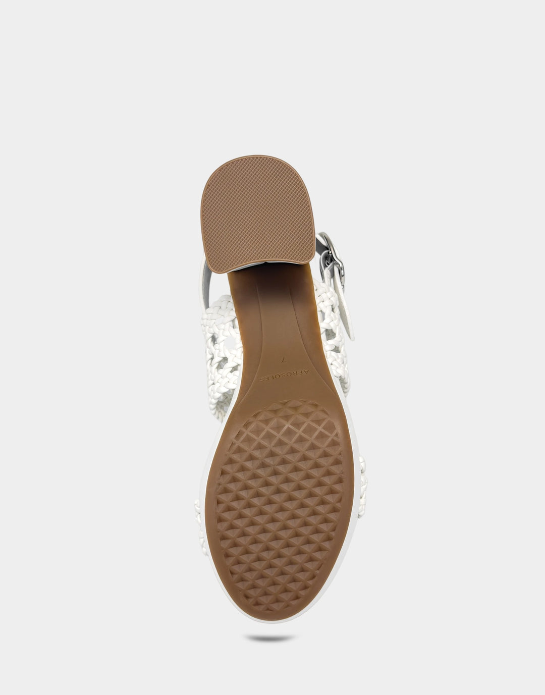 Comfortable Women's Platform Sandal in White Woven Fabric Bottom View