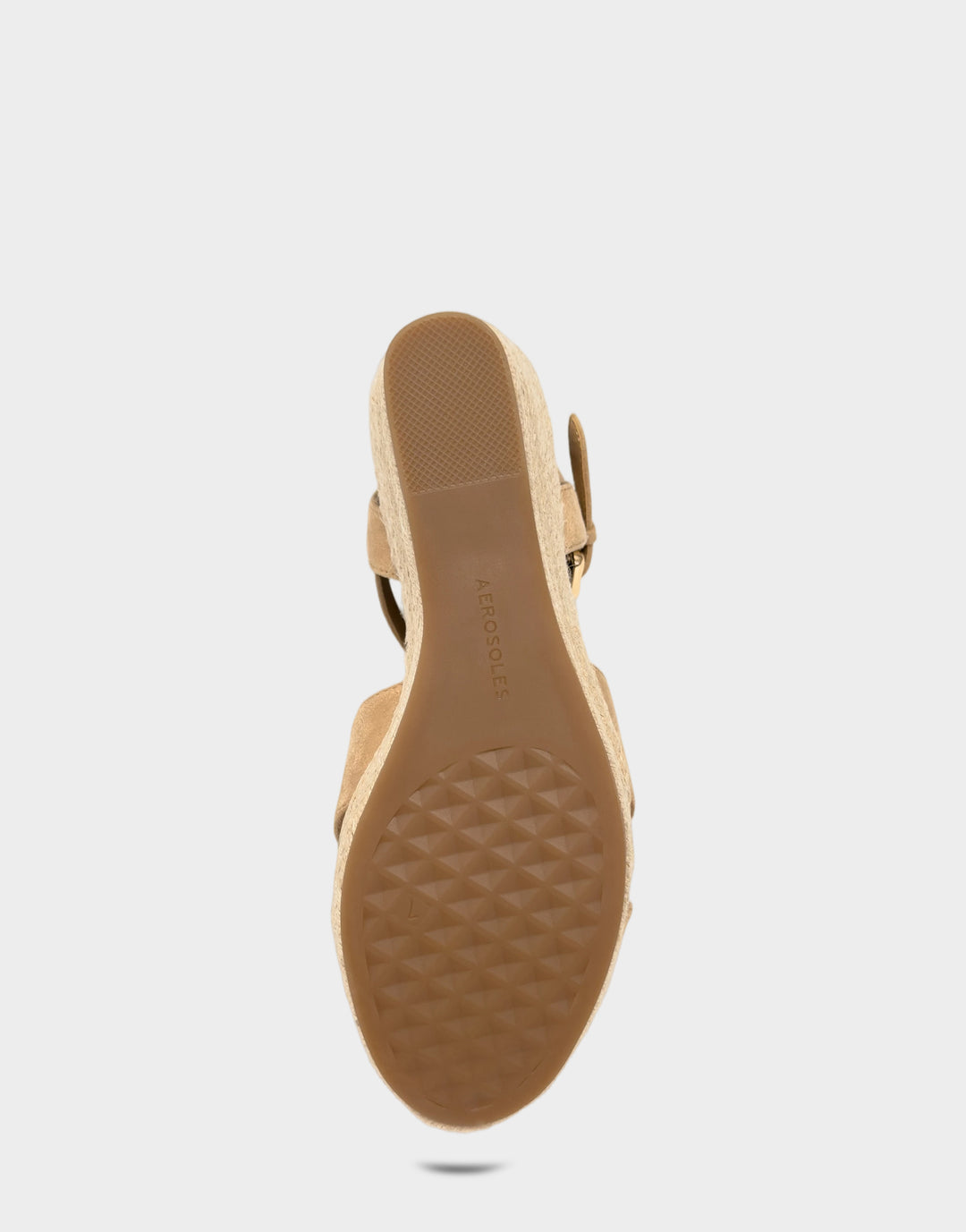 Comfortable Women's Wedge Sandal in Natural Faux Suede Bottom View