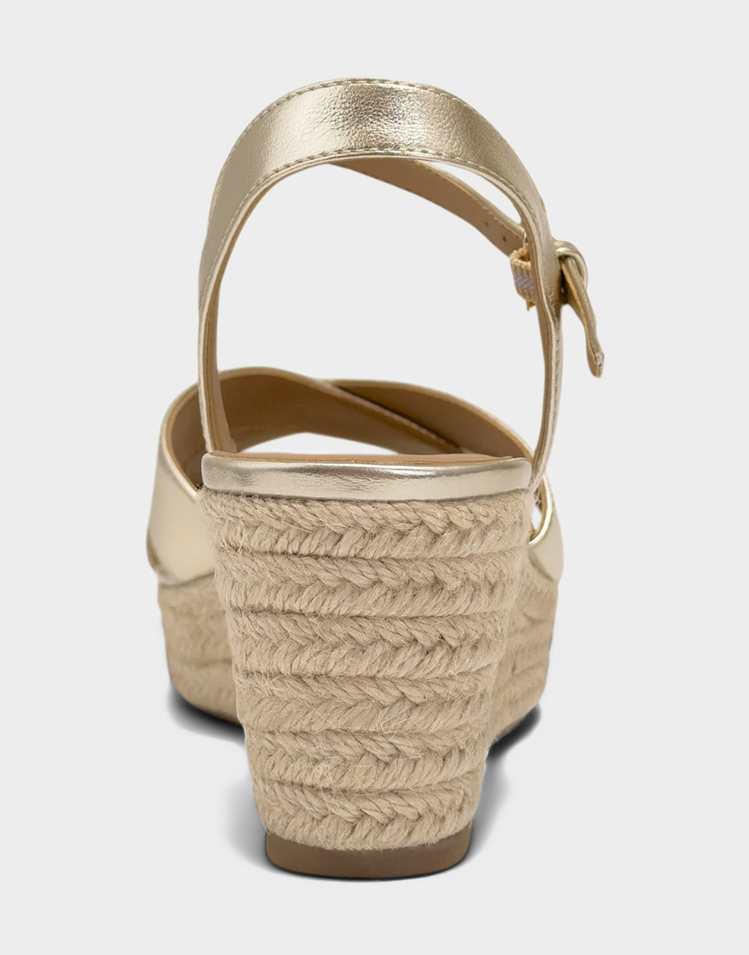 Comfortable Women's Wedge Sandal in Metallic Faux Leather Back View