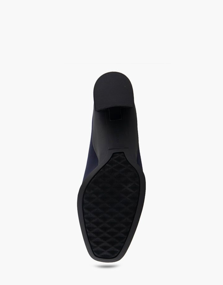 Comfortable Women's Mid Heel Pump in Navy Stretch Gabardine Fabric
Sole View 