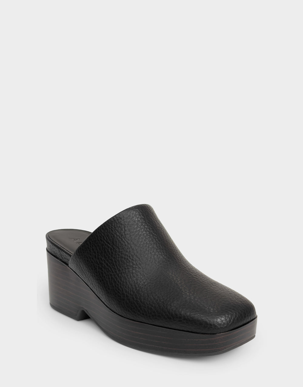 Comfortable Women's Clog In Black Faux Leather Side Angle View
