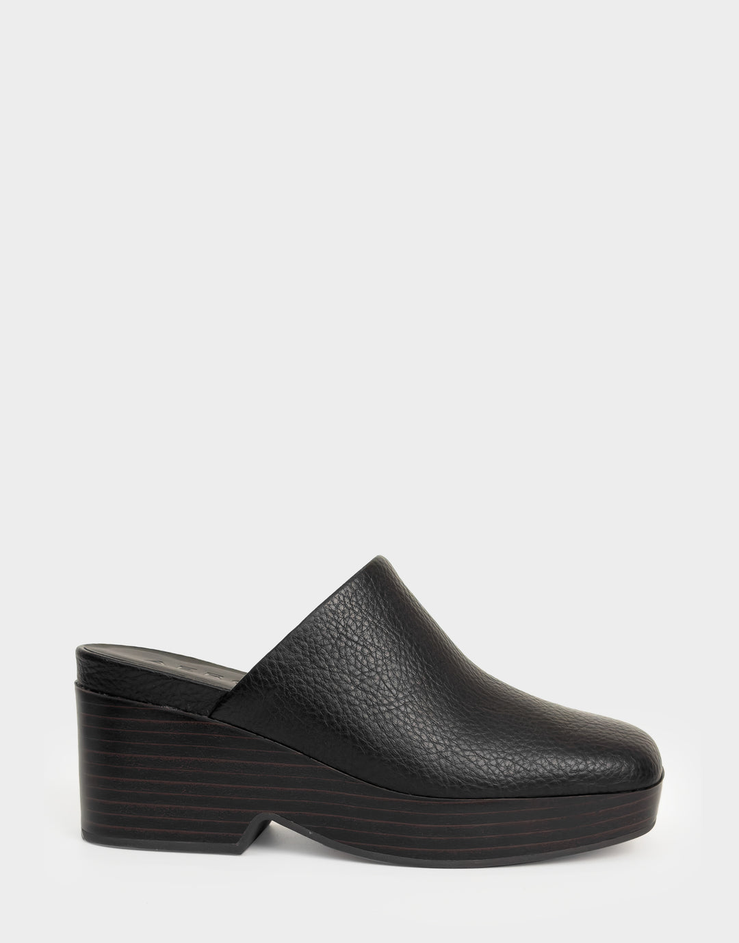 Comfortable Women's Clog In Black Faux Leather Side View