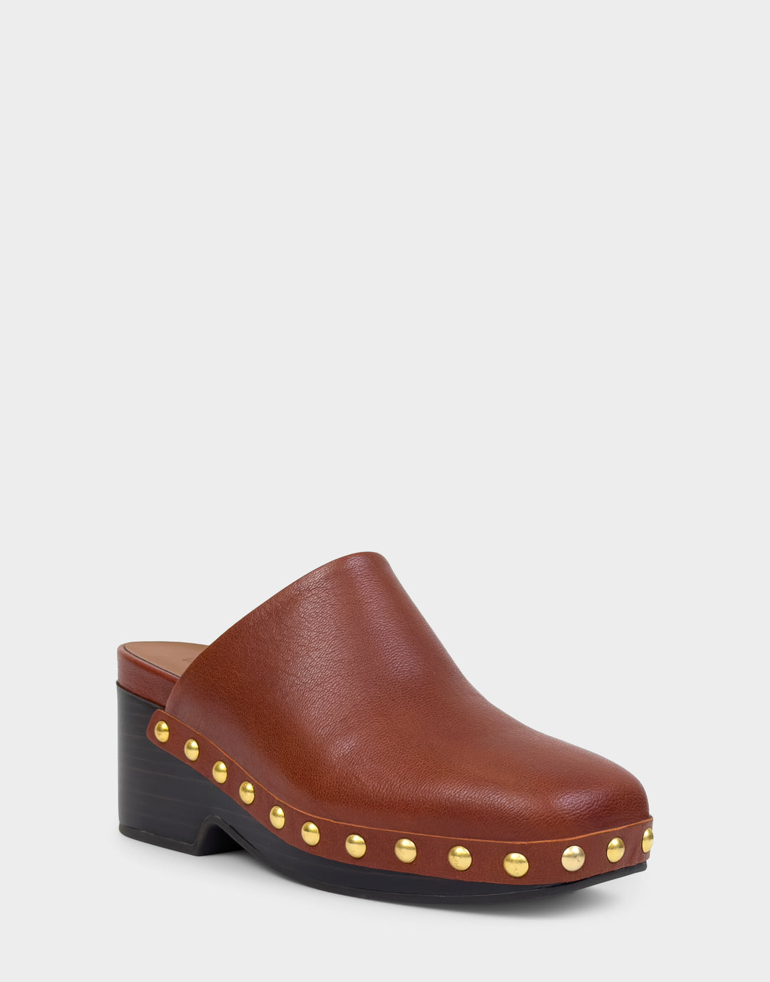 Comfortable Women's Clog In Brown Leather Side Angle View