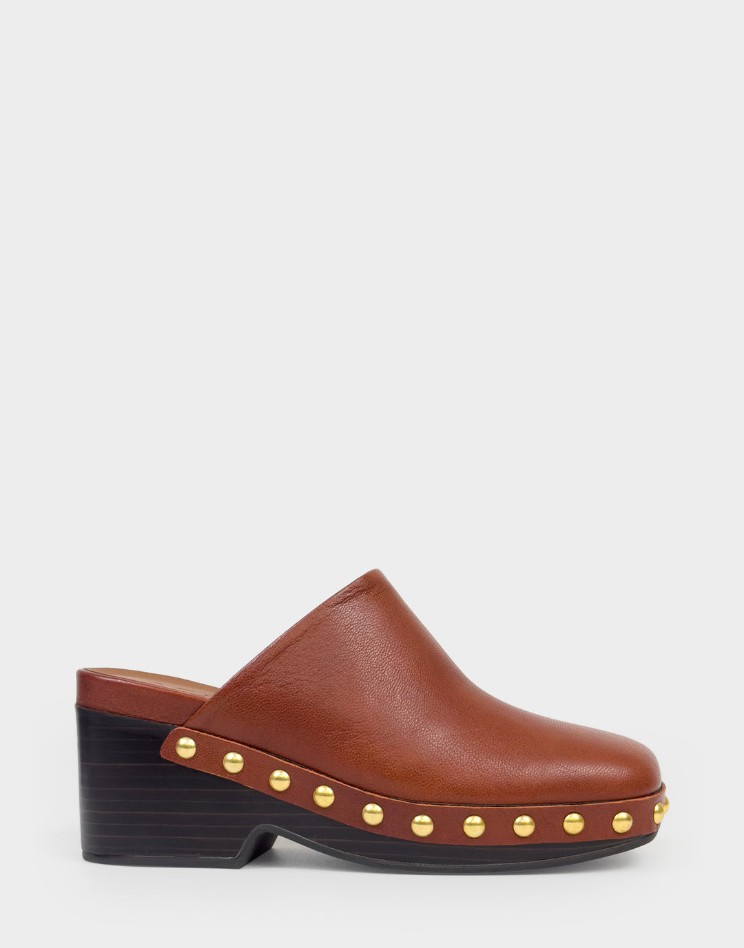 Comfortable Women's Clog In Brown Leather Side View