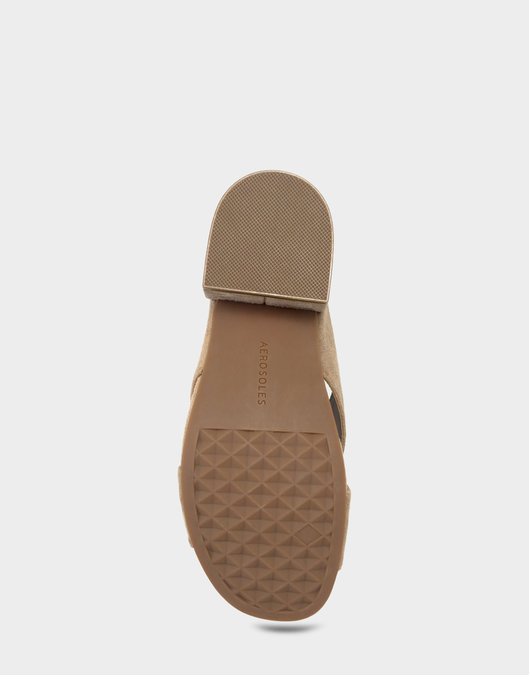 Comfortable Women's Heeled Sandal in Natural Faux Suede Bottom View