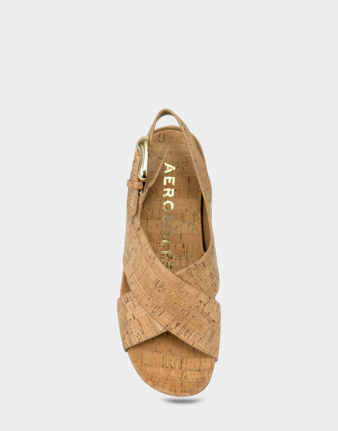 Comfortable Women's Heeled Sandal in Natural Cork Full Front View