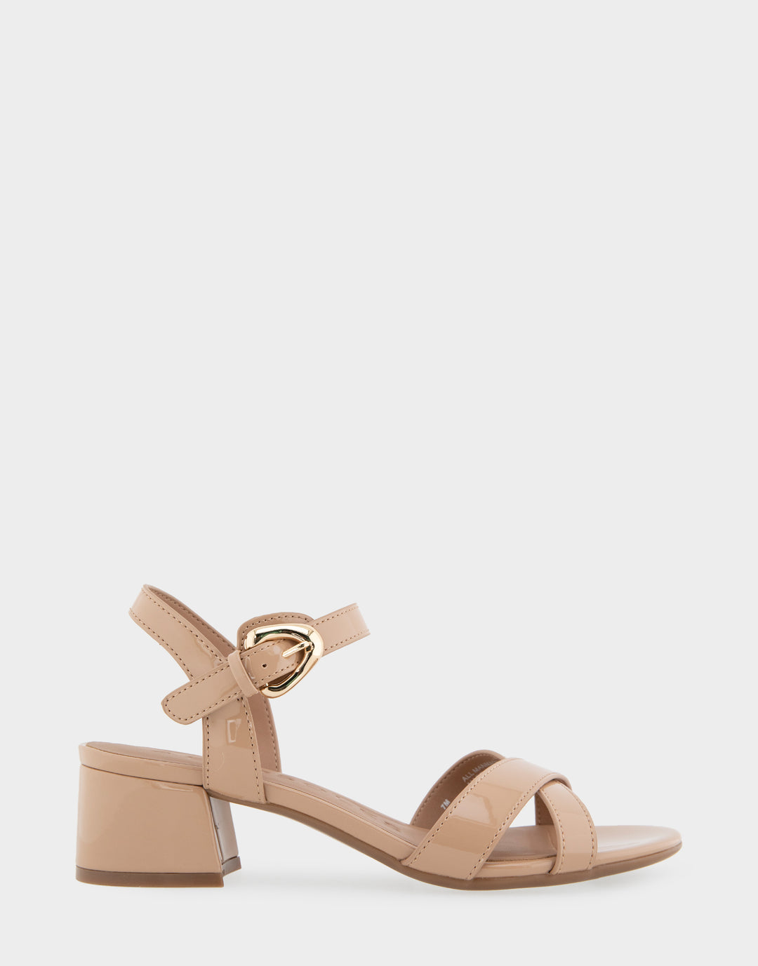 Women's Dress Sandals in Beige Bisque Patent Faux Leather Side view