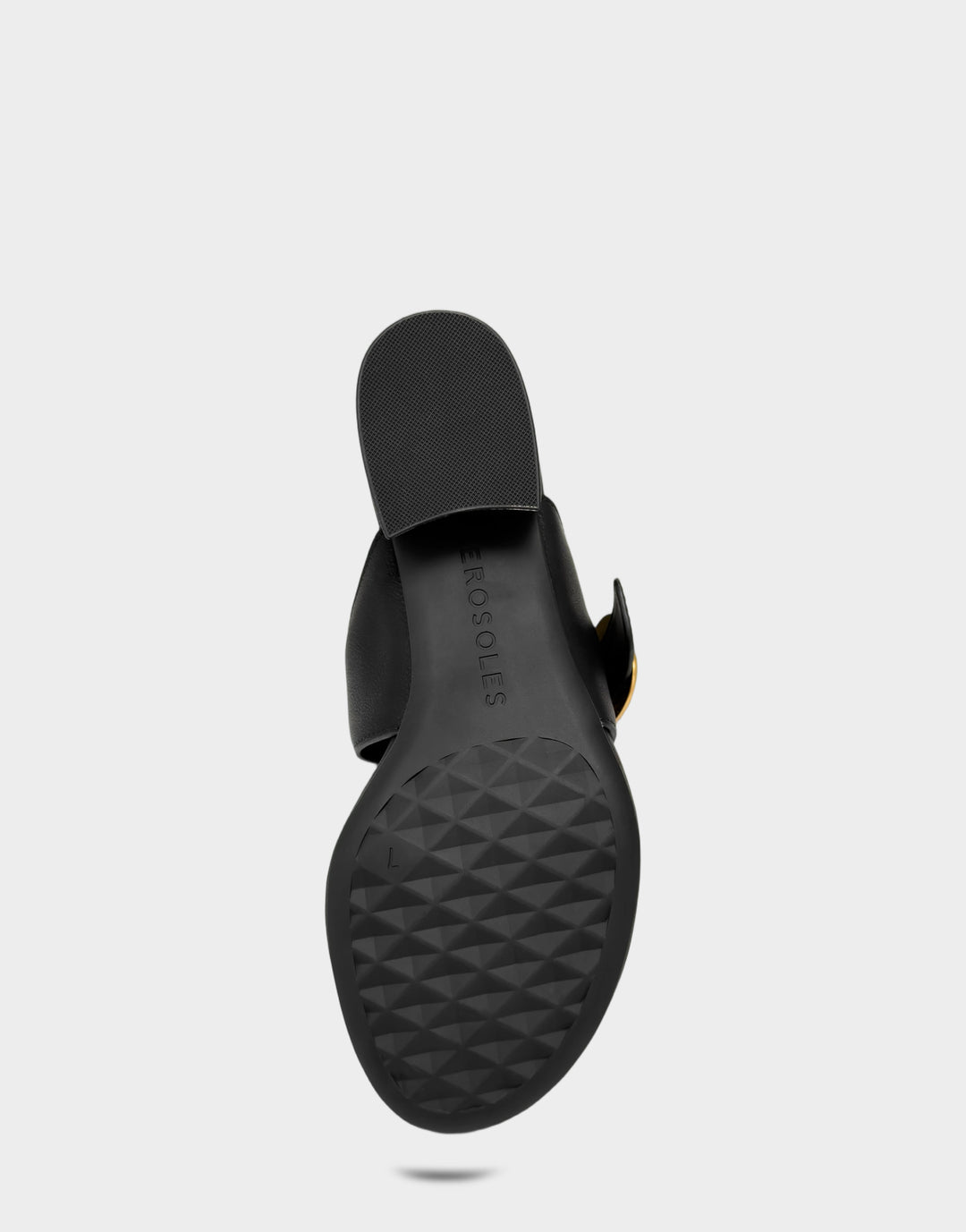 Comfortable Women's Heeled Sandal in Black Faux Calf Bottom View