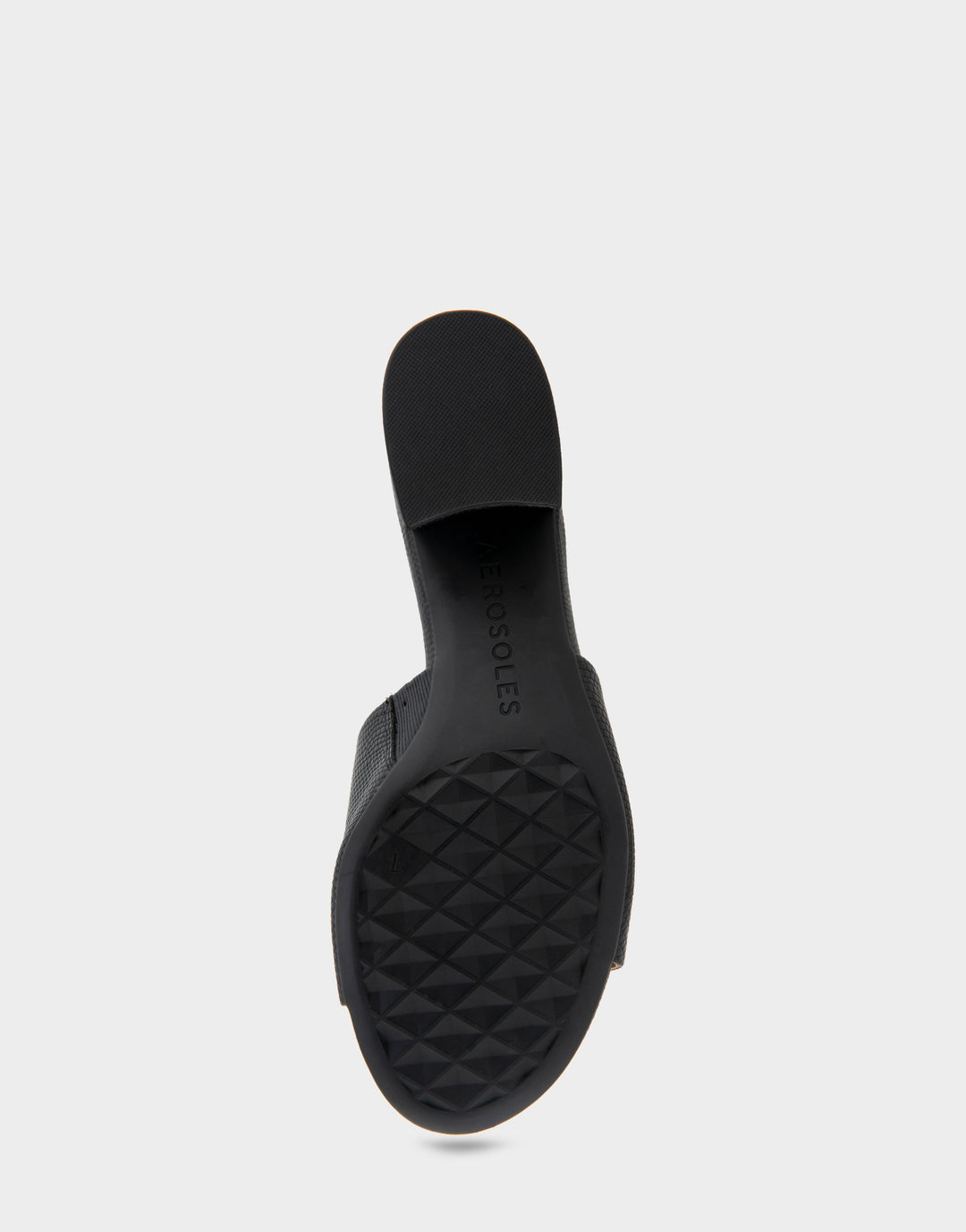 Comfortable Women's Slide Sandals in Black Lizard Embossed Faux Leather Bottom View