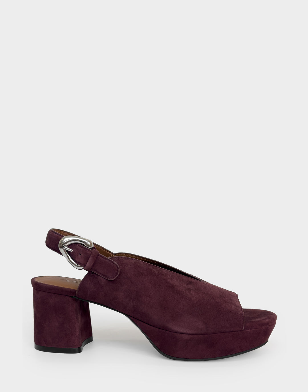 Comfortable Women's Platform Sandal In Burgundy Suede Side View