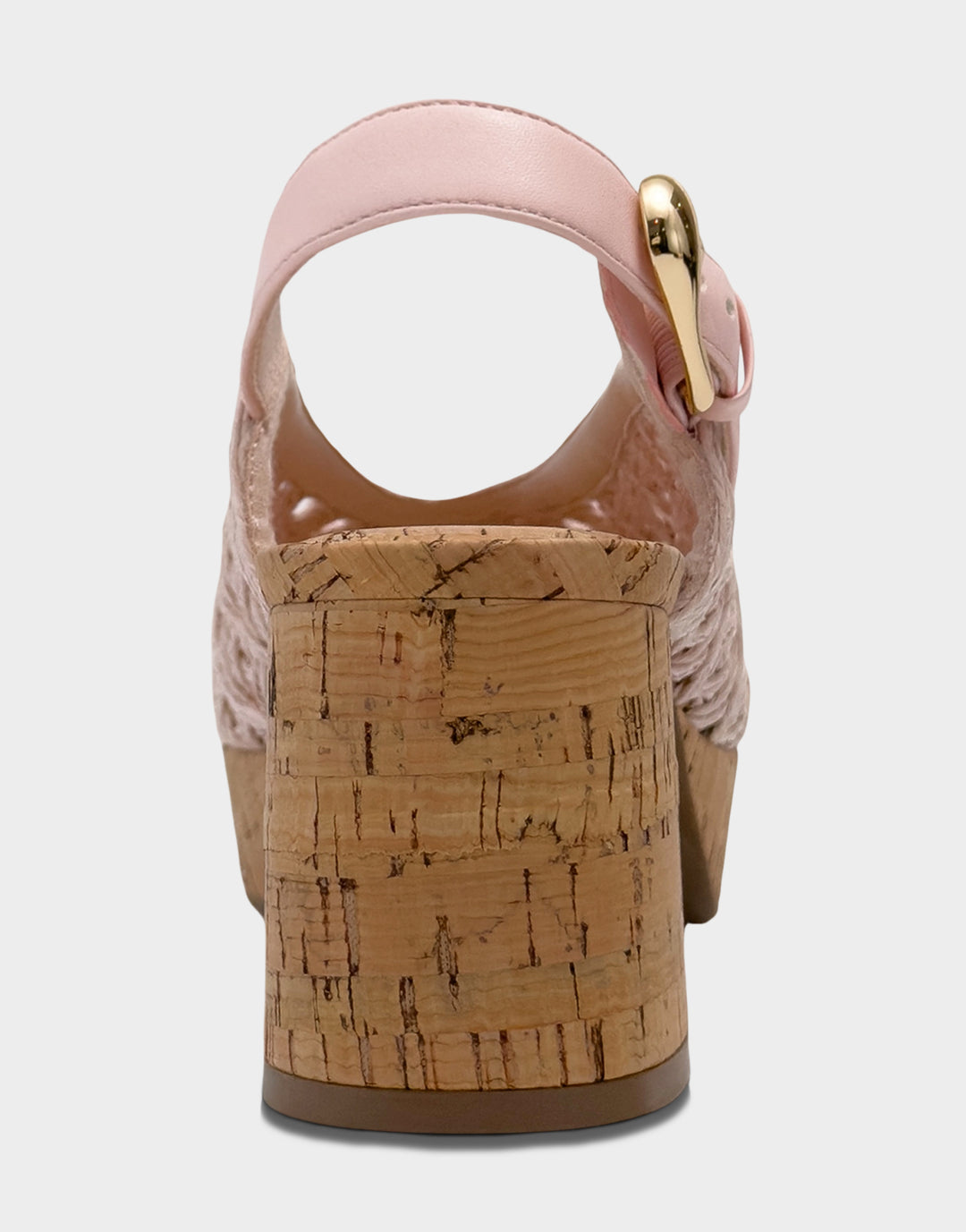 Comfortable Women's Platform Sandals in Natural/tan Embroidered Raffia Raffia Fabric Back View