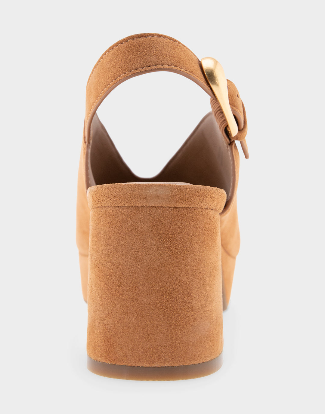 Comfortable Women's Peep Toe Platform Sandal in Tan Suede Back View