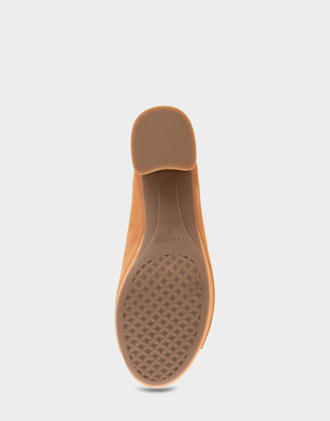 Comfortable Women's Peep Toe Platform Sandal in Tan Suede Bottom View