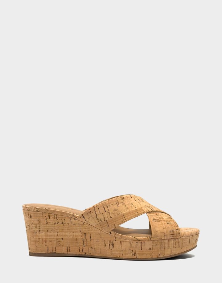Comfortable Women's Wedge Sandal in Cork Side View