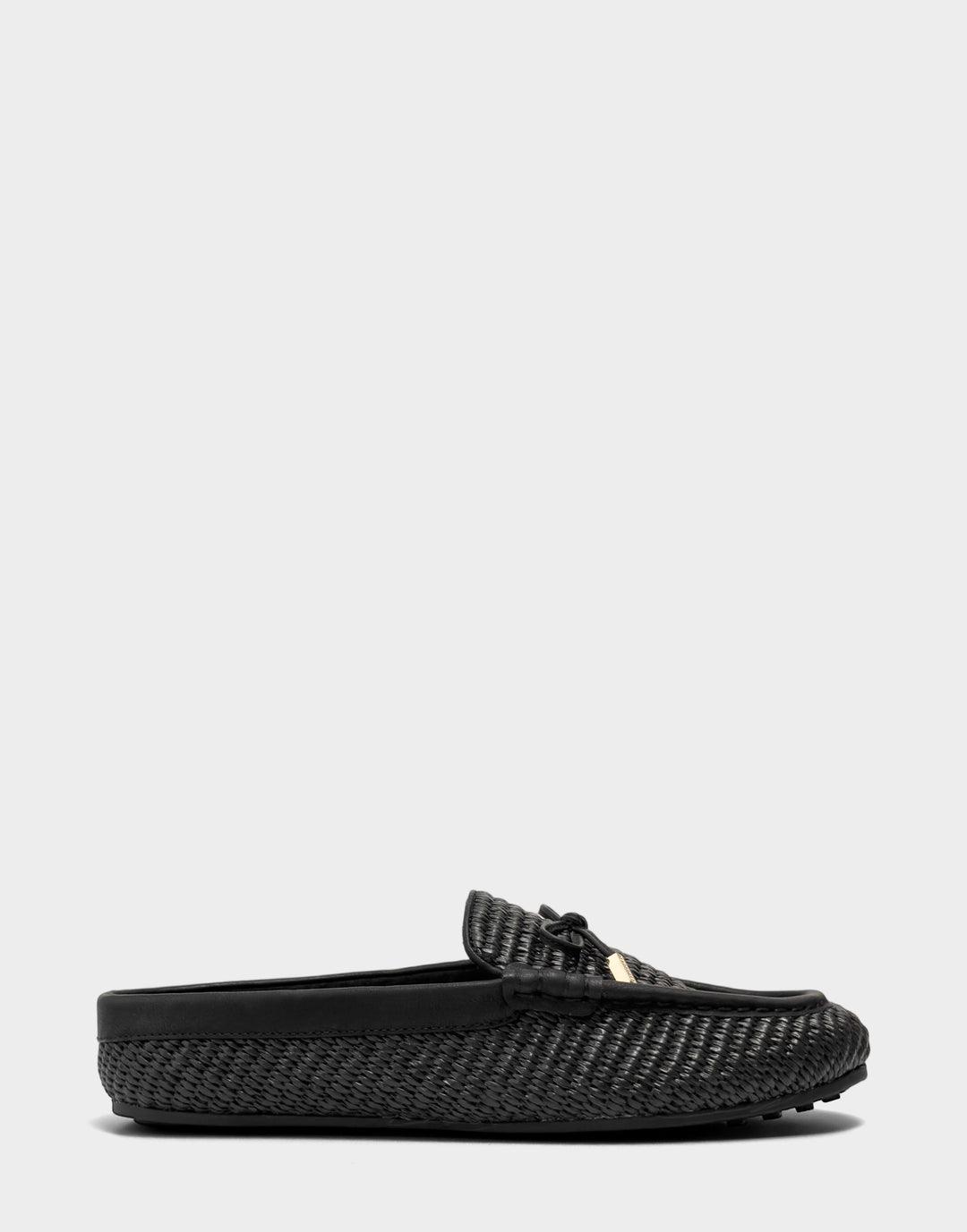 Comfortable Women's Mule in Black Basket Raffia Side View