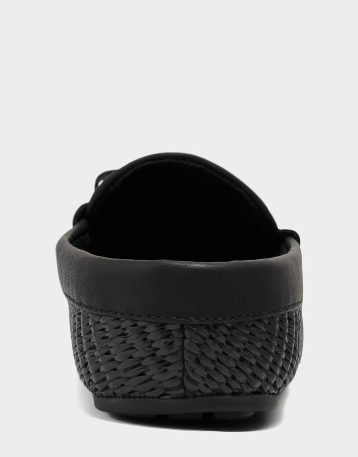 Comfortable Women's Mule in Black Basket Raffia Back View
